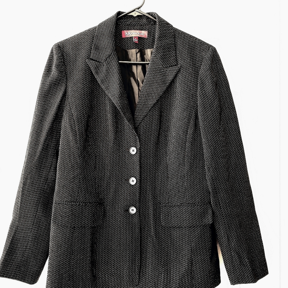 NWT Anne Klein Black Modern Fit Blazer w/ Gold Thread Accent